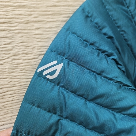 Eddie Bauer teal stormdown 800 mid-length down hooded lightweight coat XS - Picture 8 of 13